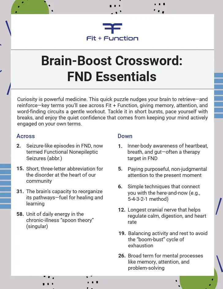 Screenshot of FND Essentials crossword puzzle